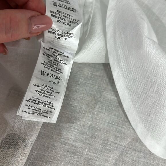 Lauren Ralph Lauren Oversize Floral Eyelet Logo Linen Shirt Size L - Picture 8 of 11